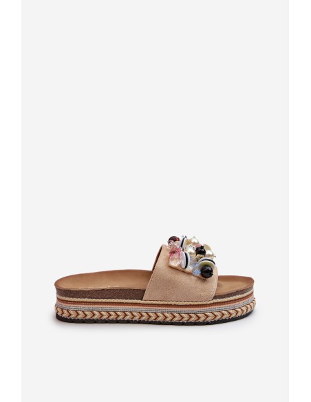 Women's Platform Sandals with Decorations S.Barski HY077 Beige