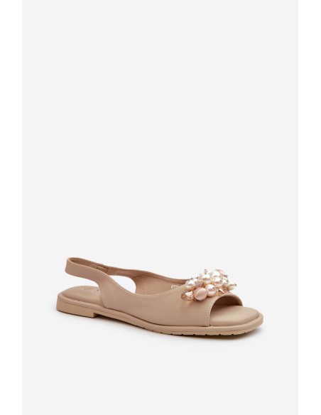 Women's Sandals with Decorations S.Barski KV27-004 Beige