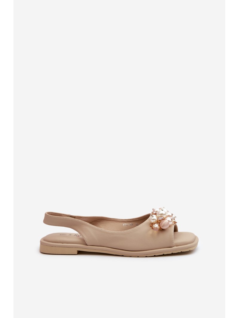 Women's Sandals with Decorations S.Barski KV27-004 Beige