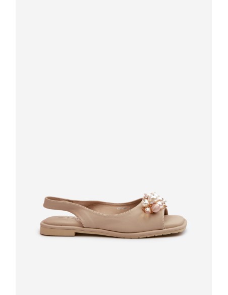Women's Sandals with Decorations S.Barski KV27-004 Beige