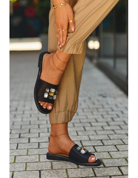 Women's sandals with decorations S.Barski KV27-031 black