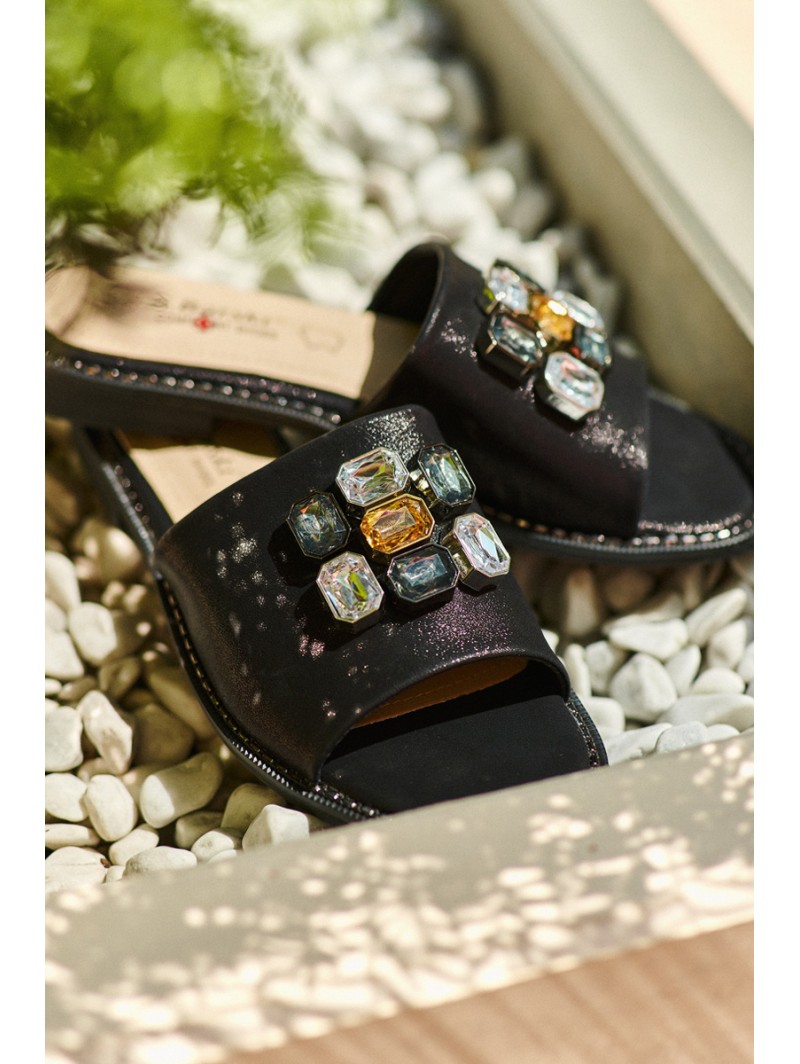 Women's sandals with decorations S.Barski KV27-031 black