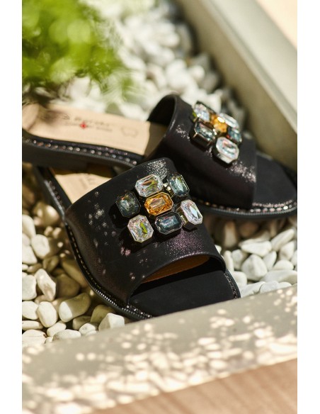 Women's sandals with decorations S.Barski KV27-031 black