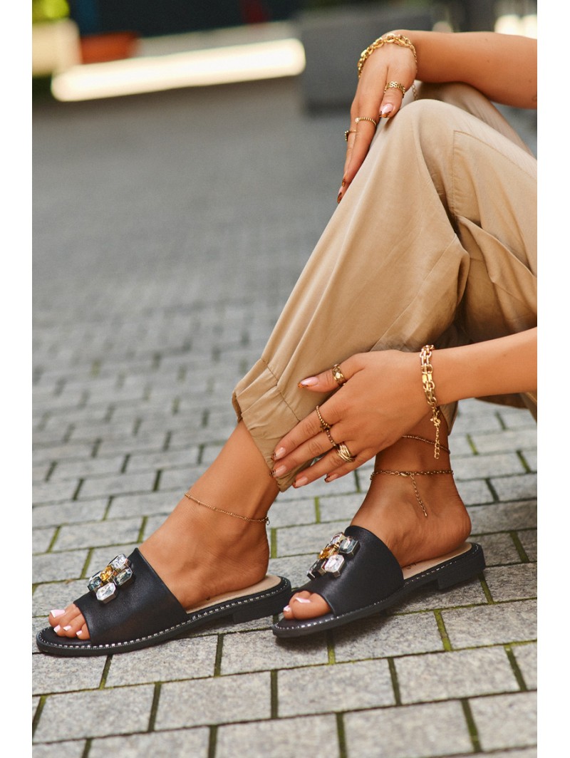 Women's sandals with decorations S.Barski KV27-031 black