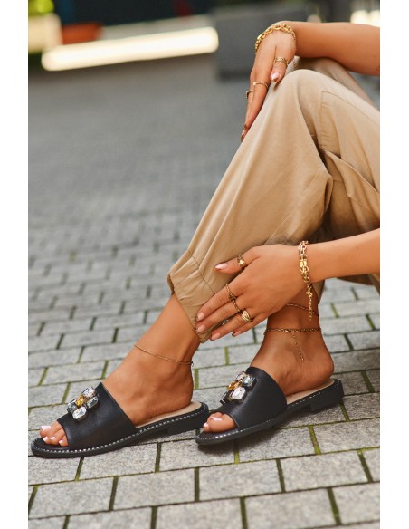Women's sandals with decorations S.Barski KV27-031 black