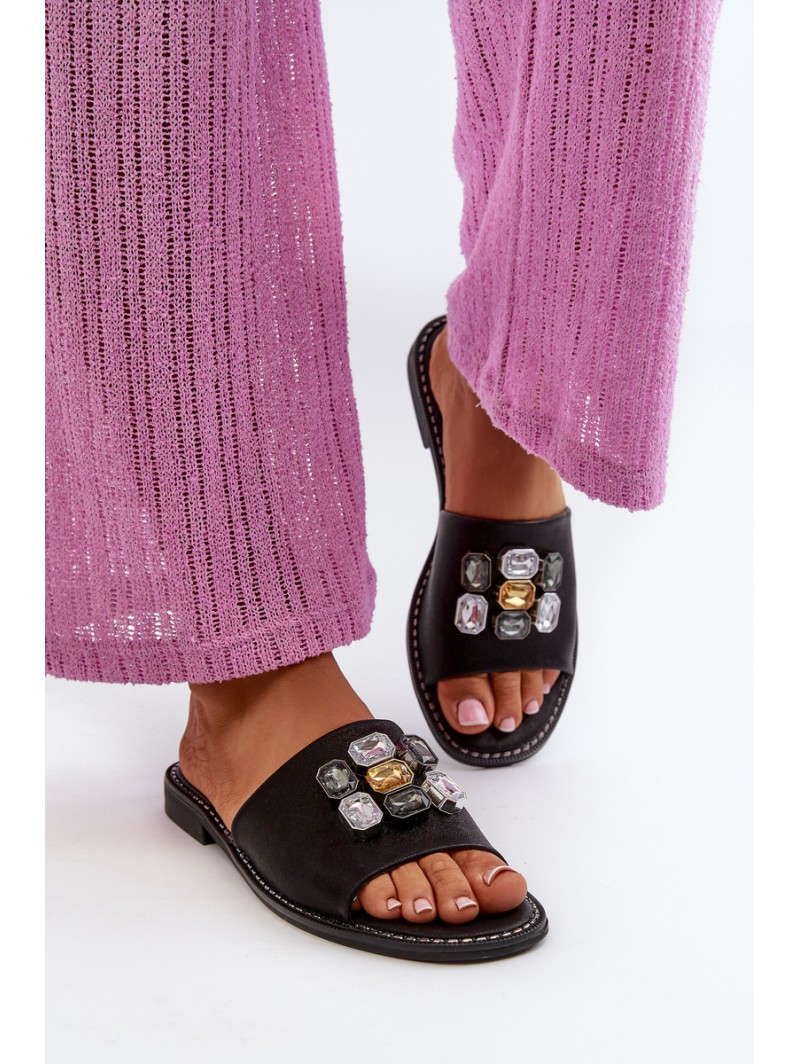 Women's sandals with decorations S.Barski KV27-031 black