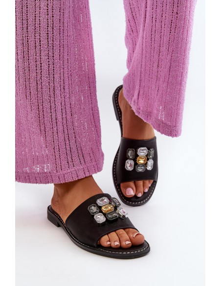 Women's sandals with decorations S.Barski KV27-031 black