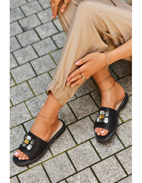 Women's sandals with decorations S.Barski KV27-031 black