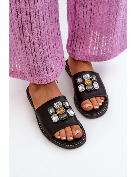 Women's sandals with decorations S.Barski KV27-031 black