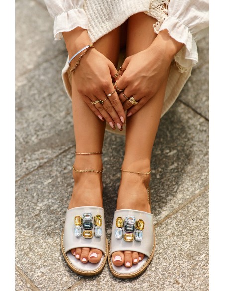 Women's Sandals With Decorations S.Barski KV27-031 Beige