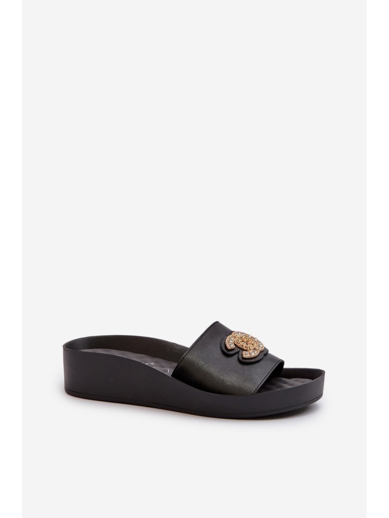Elegant Lightweight Women's Sandals with Natural Leather Ornament S.Barski KV27-013 Black