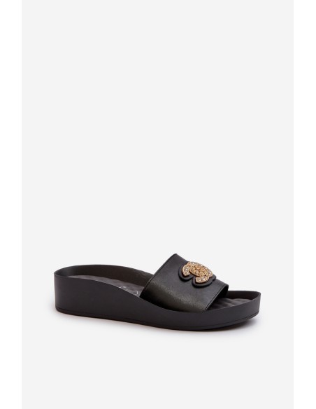 Elegant Lightweight Women's Sandals with Natural Leather Ornament S.Barski KV27-013 Black