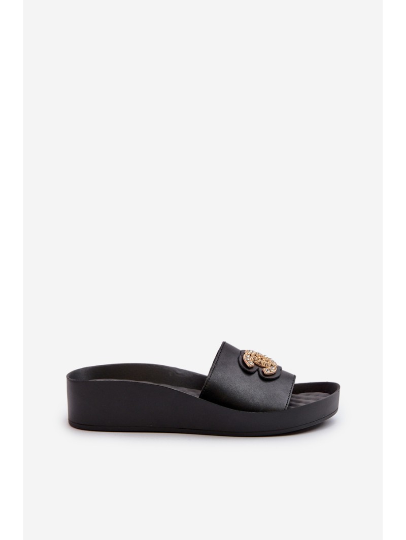 Elegant Lightweight Women's Sandals with Natural Leather Ornament S.Barski KV27-013 Black