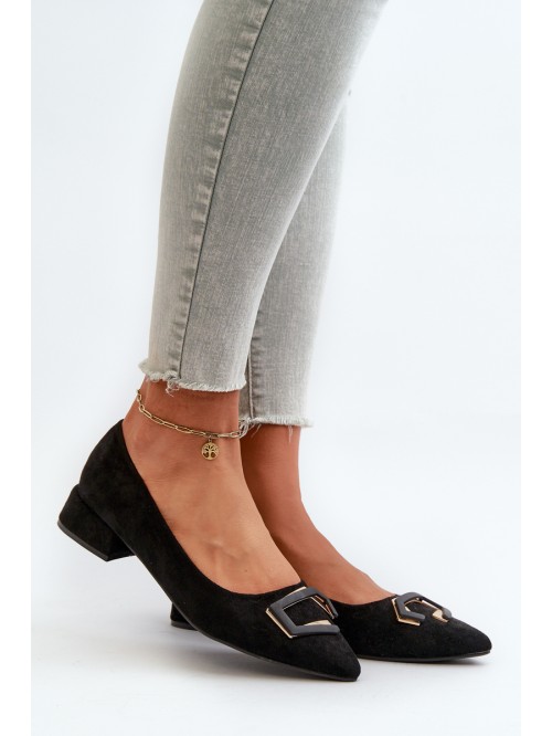 Low-Heeled Pumps With Eco Suede Embellishment S.Barski KV27-034 Black 2