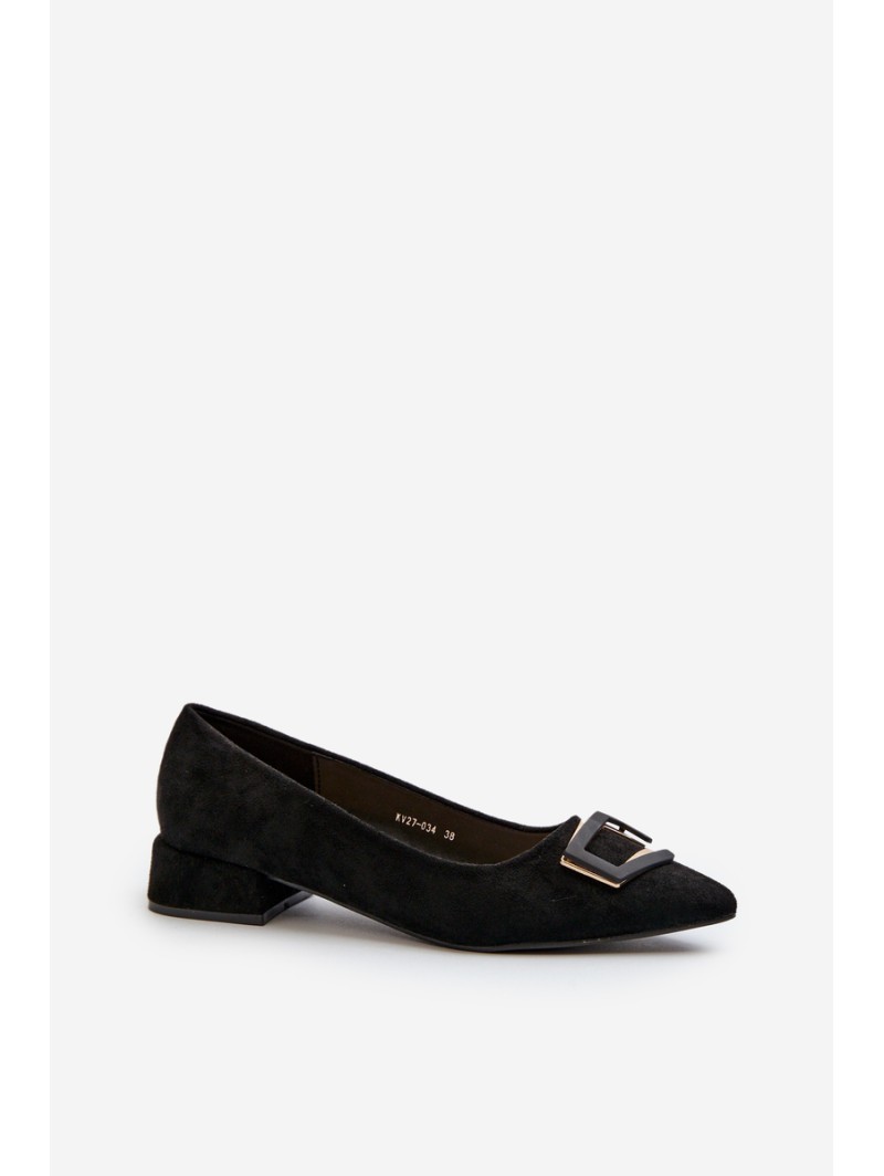 Low-Heeled Pumps With Eco Suede Embellishment S.Barski KV27-034 Black