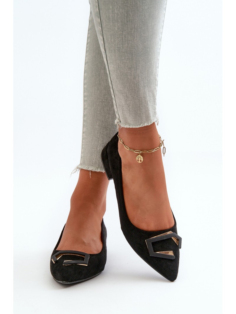 Low-Heeled Pumps With Eco Suede Embellishment S.Barski KV27-034 Black