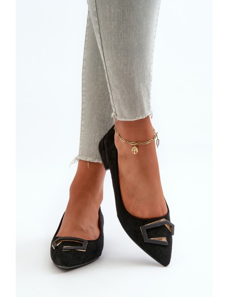 Low-Heeled Pumps With Eco Suede Embellishment S.Barski KV27-034 Black