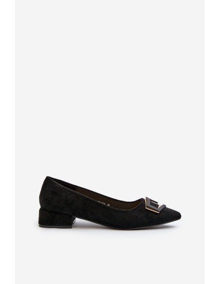 Low-Heeled Pumps With Eco Suede Embellishment S.Barski KV27-034 Black