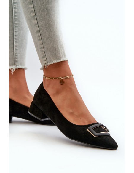 Low-Heeled Pumps With Eco Suede Embellishment S.Barski KV27-034 Black