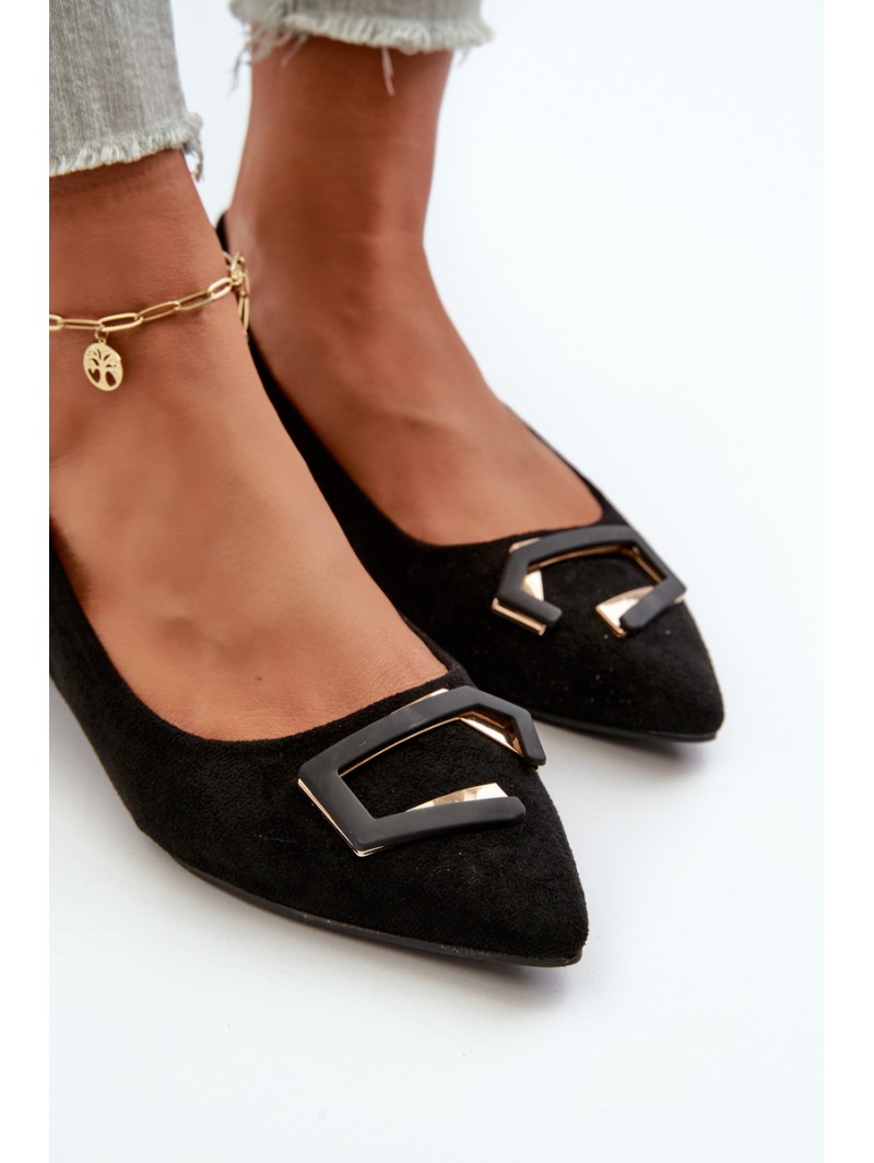 Low-Heeled Pumps With Eco Suede Embellishment S.Barski KV27-034 Black