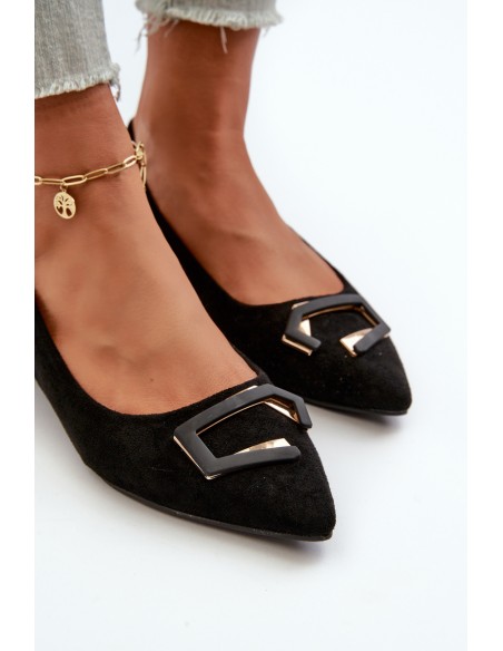 Low-Heeled Pumps With Eco Suede Embellishment S.Barski KV27-034 Black