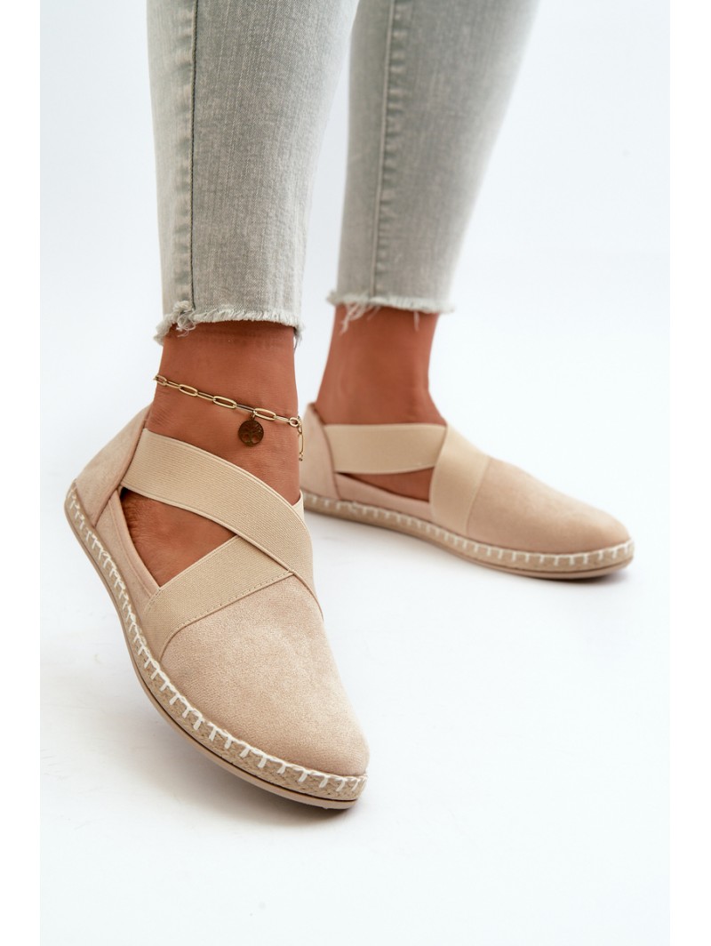 Women's Espadrilles with Elastic Straps Faux Suede Beige Phaedrana