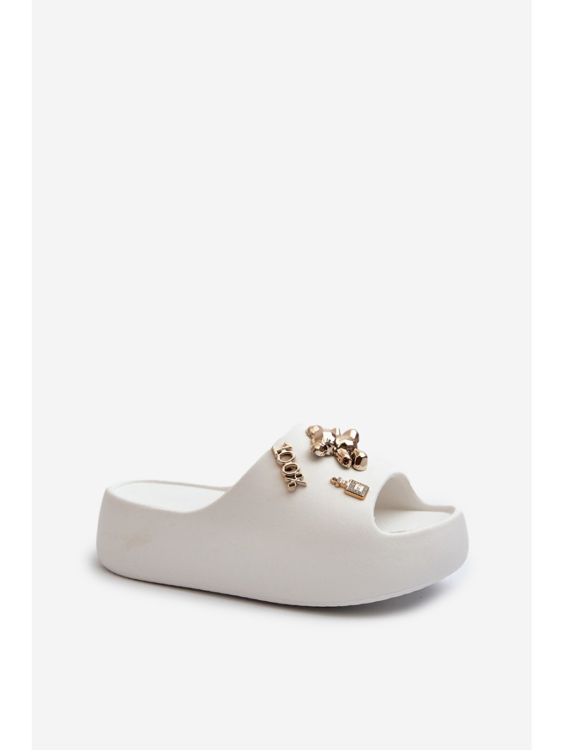 Women's Lightweight Foam Sandals With Decorations White Orchia