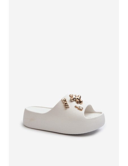 Women's Lightweight Foam Sandals With Decorations White Orchia