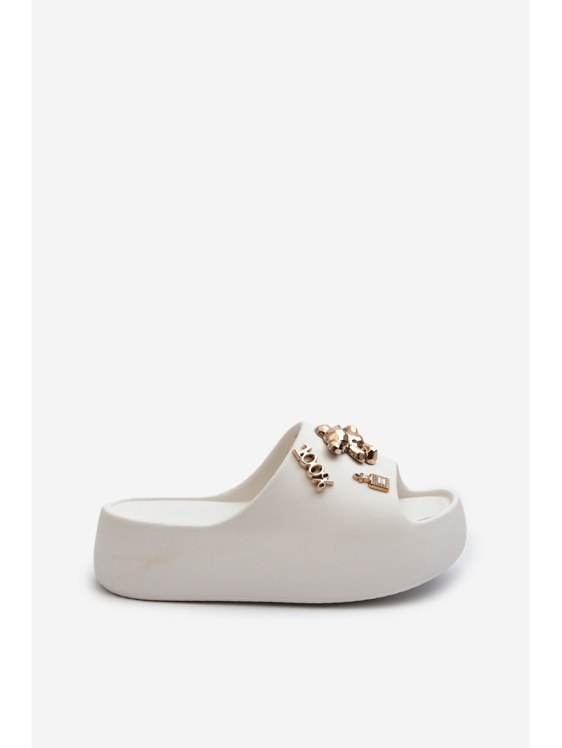 Women's Lightweight Foam Sandals With Decorations White Orchia