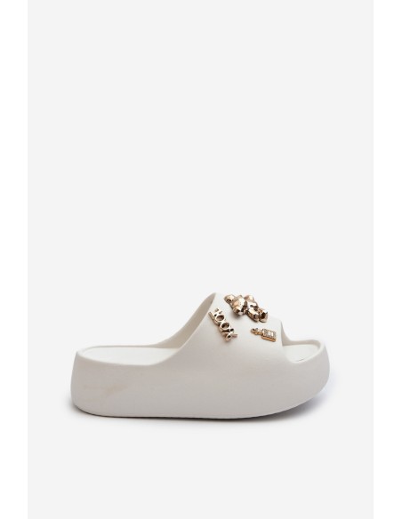 Women's Lightweight Foam Sandals With Decorations White Orchia