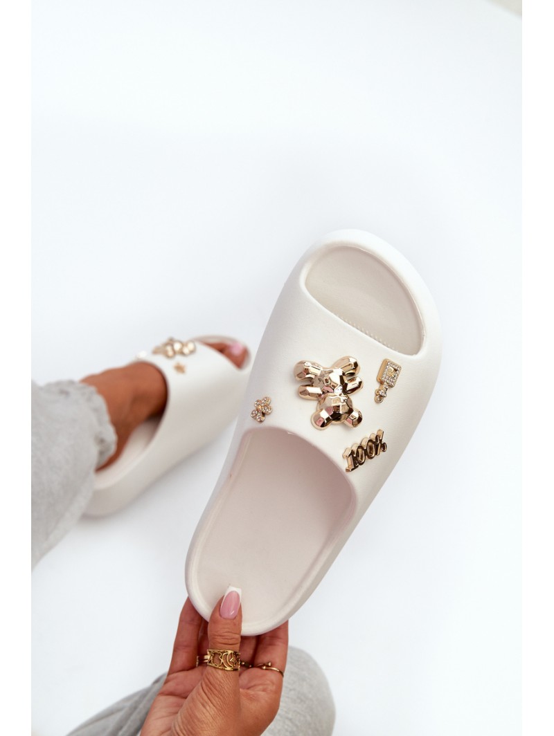 Women's Lightweight Foam Sandals With Decorations White Orchia
