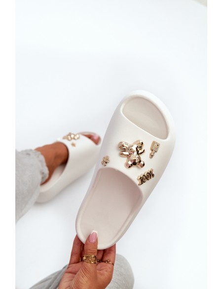 Women's Lightweight Foam Sandals With Decorations White Orchia