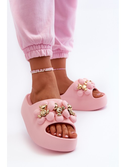 Women's Foam Slides With Decorations On Thick Sole Pink Bremavia 2