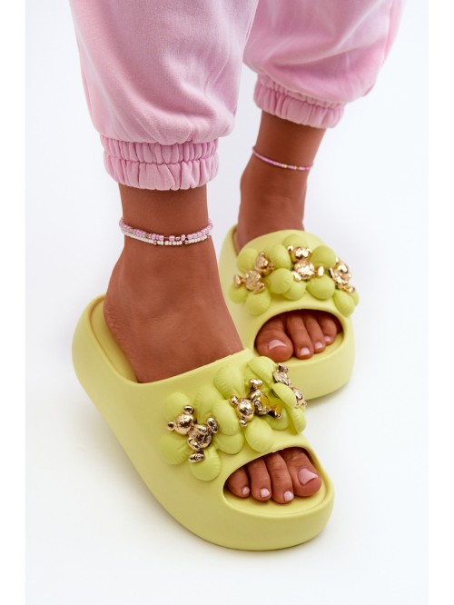 Women's Foam Slippers With Decorations On Thick Sole Lime Bremavia 2