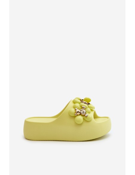 Women's Foam Slippers With Decorations On Thick Sole Lime Bremavia