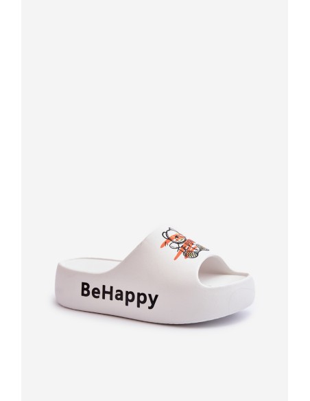 Light Women's Slides on Thick Sole with Plush White Serefina