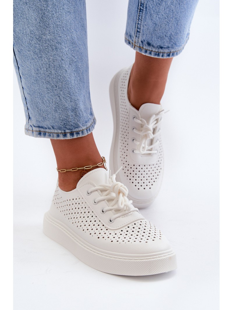 White Platform Sneakers with Cut-Outs Tanvi