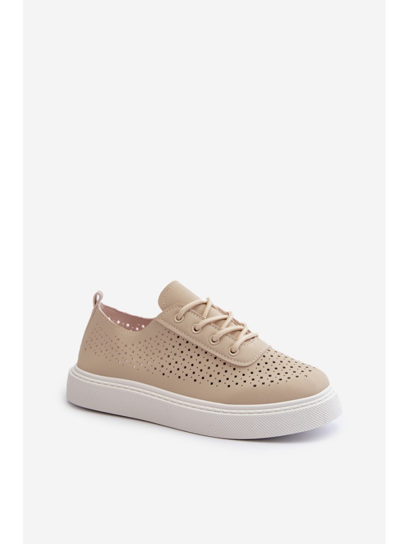 Lace-up Platform Sneakers in Beige Tanvi