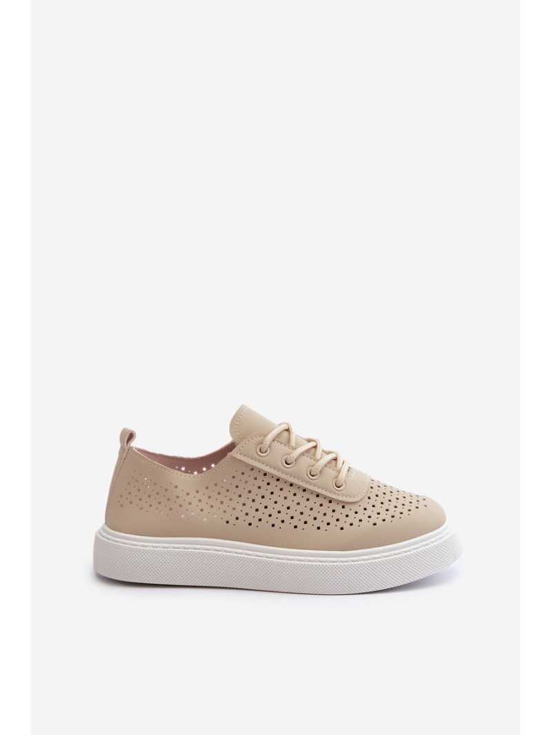 Lace-up Platform Sneakers in Beige Tanvi