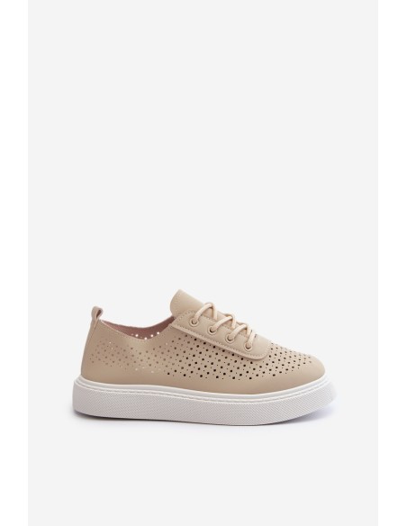 Lace-up Platform Sneakers in Beige Tanvi