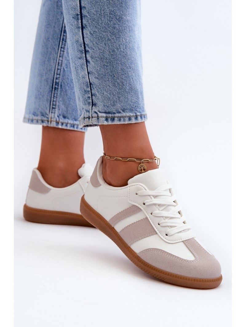 Women's Low Eco Leather Sneakers White-Grey Relialia