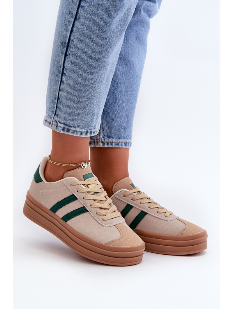 Women's Platform Sneakers in Beige-Green Egelia