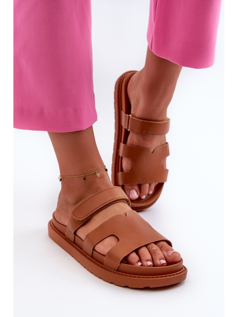 Eco Leather Women's Velcro Sandals Camel Silaka