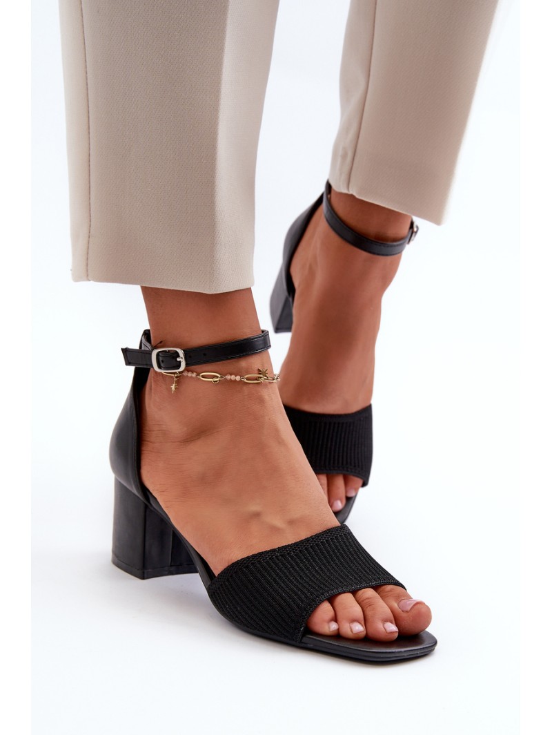 Women's Black Sandals with Stiletto Heel Desvia