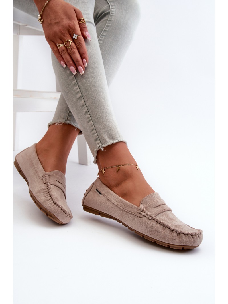 Women's Beige Faux Suede Loafers Rerceria