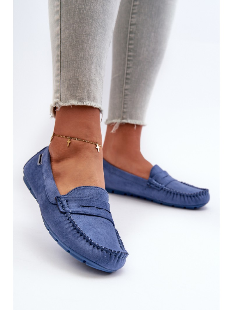 Women's Loafers in Blue Eco Suede Rerceria