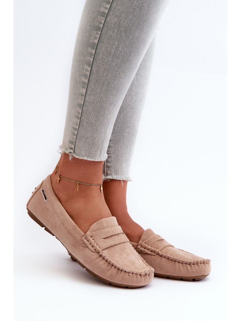 Women's Beige Faux Suede Loafers Rerceria