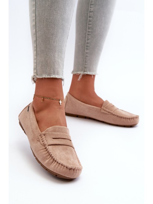 Women's Beige Faux Suede Loafers Rerceria 2