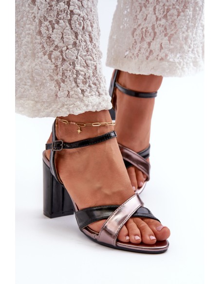 Eco Leather High Heel Platform Sandals Black Abilica