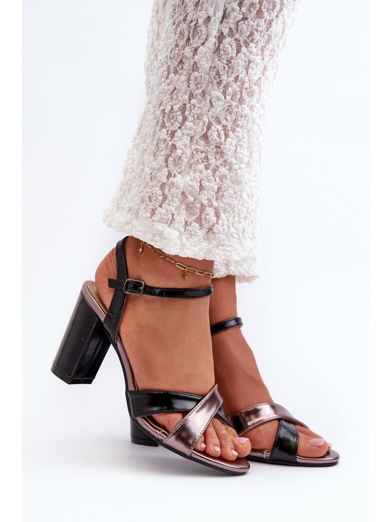 Eco Leather High Heel Platform Sandals Black Abilica